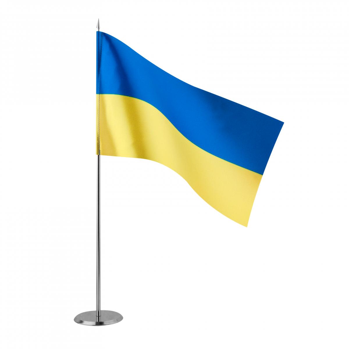 Прапор України кабінетний на металевій підставці з декоративним покриттям